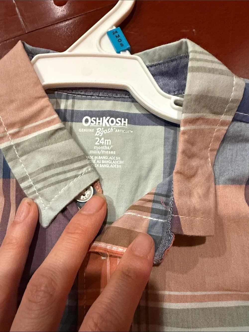 OshKosh B'gosh Plaid Button-Down Shirt in Blue & Peach
